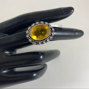 German silver and Citrine cocktail ring size 9 NEW